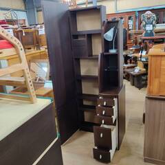 【愛品倶楽部柏店】丸藤 イス付き姿見 テーブル面可動 リベラル 唐木系高級材「ウエンジ」を使用の画像