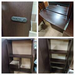 【愛品倶楽部柏店】丸藤 イス付き姿見 テーブル面可動 リベラル 唐木系高級材「ウエンジ」を使用の画像