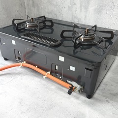 お引取り限定 21年製 パロマ LPガス用コンロ 2口ガステーブル IC-S37K-L 左強火力の画像