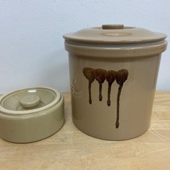 常滑焼　久松窯　壺3号と無公害おもし3kg セット　梅干し・漬物作りに　中古品の画像