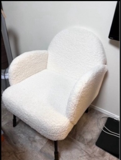 出品間もなく終了します！ 海外チェア 1人掛け ソファ おしゃれ ハイバック 白 ボア