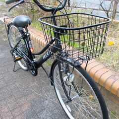 中古自転車 IBERIS ママチャリ 自転車 6段変速 26インチ LEDライト ブラック 通勤 通学 近所のお出掛けなどにの画像