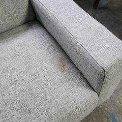  2人掛けソファ グレー 布張り 足着脱式 ローソファ 25K 北TO1の画像