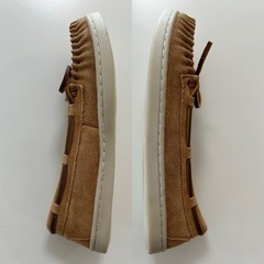 ミネトンカレディースシューズスエードモカシンシューズローファースリッポンシューズ婦人靴女性用7約24.0茶色MINNETONKAの画像