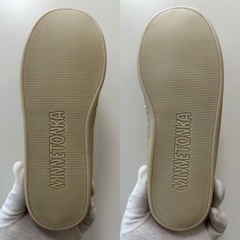 ミネトンカレディースシューズスエードモカシンシューズローファースリッポンシューズ婦人靴女性用7約24.0茶色MINNETONKAの画像