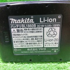 マキタ(makita) BL1860B リチウムイオンバッテリー 18V/6.0Ah 充電回数1回【船橋馬込店】【店頭取引限定】【中古】管理番号：ITIZO9SS386Uの画像