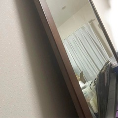 🏷️超大型　ミラー　鏡　270サイズ　相当　木製フレーム　 全身鏡 縦長 ブラウン 【非対面・引き取り限定】　　の画像