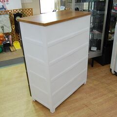 5段 プラチェスト 幅76×奥41×高105cm ダークブラウン系 木目調天板 ロック付き プラスチックチェスト   札幌市 清田区 平岡の画像