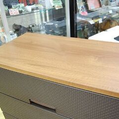 5段 プラチェスト 幅76×奥41×高105cm ダークブラウン系 木目調天板 ロック付き プラスチックチェスト   札幌市 清田区 平岡の画像