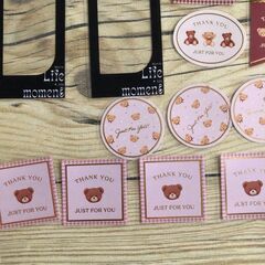 サンキュー　thank you ステッカー　くま　ベア　可愛い　レトロ　最安値の画像