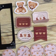 サンキュー　thank you ステッカー　くま　ベア　可愛い　レトロ　最安値の画像