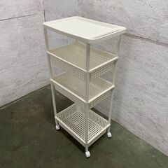 【ジモティ限定特価】 ワゴン 4段 ホワイト キャスター付き  A0808YGの画像