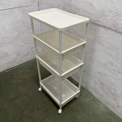 【ジモティ限定特価】 ワゴン 4段 ホワイト キャスター付き  A0808YGの画像