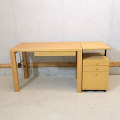 karimoku(カリモク)のBuona scelta(ボナ シェルタ) オーク材 パーソナルデスクとワゴンです。北欧テイストのスッキリとしたスマートなデザインは事務机やお子様の学習机におススメです♪の画像