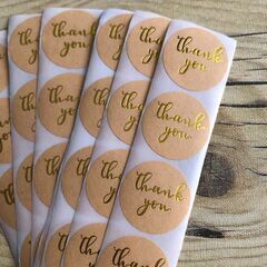 サンキューシール　thank you ステッカー　箔押し　クラフト　最安値　金色の画像