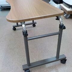 ベッド用テーブル ブラウン 高さ調節可能 幅124×奥42×高53～73cm キャスター付き ベッドテーブル サイドテーブル　西岡店の画像