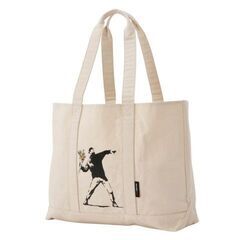 【10%OFF】【Banksy】ベーシックトートバッグ M　bnk-001 フラワーB COTTON CANVAS ユニセックス 送料無料の画像