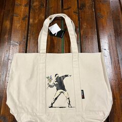 【10%OFF】【Banksy】ベーシックトートバッグ M　bnk-001 フラワーB COTTON CANVAS ユニセックス 送料無料の画像