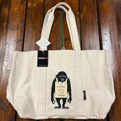 【10%OFF】【Banksy】ベーシックトートバッグ M　bnk-001 モンキー COTTON CANVAS ユニセックス 送料無料の画像