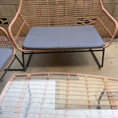 ガーデンセット Depos ラタン調 ナチュラルラタン4点セット 屋外家具の画像