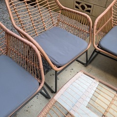 ガーデンセット Depos ラタン調 ナチュラルラタン4点セット 屋外家具の画像