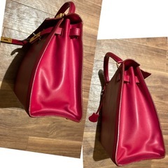 赤 ショルダー ハンドバッグ 2way 合皮レザーの画像
