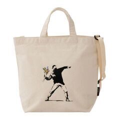 【10%OFF】【Banksy】2WAY TOTE BAG COTTON CANVAS bnk-003 フラワーB COTTON CANVAS ユニセックス 送料無料の画像