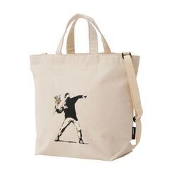 【10%OFF】【Banksy】2WAY TOTE BAG COTTON CANVAS bnk-003 フラワーB COTTON CANVAS ユニセックス 送料無料の画像
