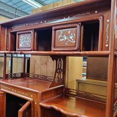 【愛品倶楽部柏店】唐木材 螺鈿細工 飾り棚 ※各所状態要確認の画像