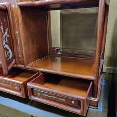 【愛品倶楽部柏店】唐木材 螺鈿細工 飾り棚 ※各所状態要確認の画像