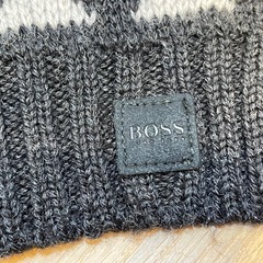 D7044【ヒューゴ ボス】ボス 幾何学模様 フェアアイル柄 マフラーの画像