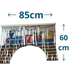 昭和のれん ビーズのれん 列車と果物デザイン 85cmの画像