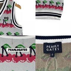 美品 PEARLY GATES パーリーゲイツ ブランドロゴ 春夏 SS ベスト ポリエステル マルチカラー レディース 0(S) ゴルフウェア Vネックベスト【古着】【中古】の画像