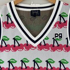 美品 PEARLY GATES パーリーゲイツ ブランドロゴ 春夏 SS ベスト ポリエステル マルチカラー レディース 0(S) ゴルフウェア Vネックベスト【古着】【中古】の画像