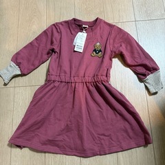 petit main くま刺繍ワンピース 120cm新品の画像
