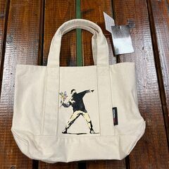 【10%OFF】【Banksy】LUNCH TOTE BAG COTTON CANVAS bnk-002 フラワーB ユニセックス 送料無料の画像