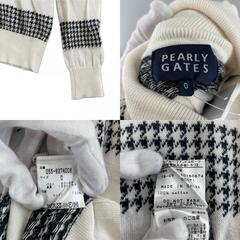 美品 PEARLY GATES パーリーゲイツ ハイネックニット ボーダー 秋冬 AW 長袖ニット コットン ホワイト レディース 0(S) ゴルフウェア【古着】【中古】の画像