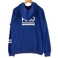 美品 PEARLY GATES パーリーゲイツ 両面プリント 秋冬 AW パーカー ポリエステル/コットン ブルー メンズ 5（L） ゴルフウェア　フルジップアップ【古着】【中古】の画像