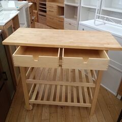 ★リユースのサカイつくば店★TK7186 IKEA フォルホイアキッチンワゴン ナチュラル H90×D43×W100 クリーニング済みの画像