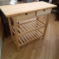 ★リユースのサカイつくば店★TK7186 IKEA フォルホイアキッチンワゴン ナチュラル H90×D43×W100 クリーニング済みの画像