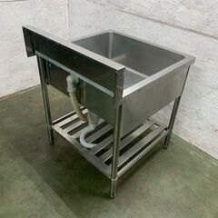 ステンレス製 1槽シンク W750×D750×H950 厨房 厨房機器 店舗 店舗用品 中段付 流し台  業務用 ステンレスシンク A0810YGの画像