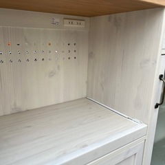 レンジボード キッチンボード キッチン 収納 家電 ラック スライド棚 食器棚 カップボード 炊飯器ラック 収納棚 ホワイト 白の画像