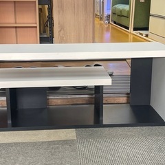 【リサイクルサービス八光】幅90㎝　白井産業　ホワイト＆ブラック　テレビボード　35型まで対応の画像