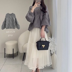 GRL ローゲージケーブルニットトップス[mb1579]の画像