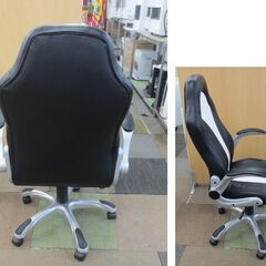 デスクチェア 昇降 肘付き OAチェア 合皮 黒×白  オフィスチェア ブラック×ホワイト 札幌 北20条店の画像