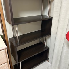 アイリスプラザ 本棚 ディスプレイラック 収納 オープンラック 靴箱 下駄箱 パイプ S字 5段 耐荷重75㎏ ダークブラウン 幅80×奥行29.5×高さ151.4cm SRK-8315の画像