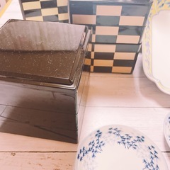 未使用　重箱　おせち　たち吉 黄地聖果 角大皿 盛皿の画像