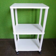 木板のミニラック ３段 キャスター付き■L-593の画像