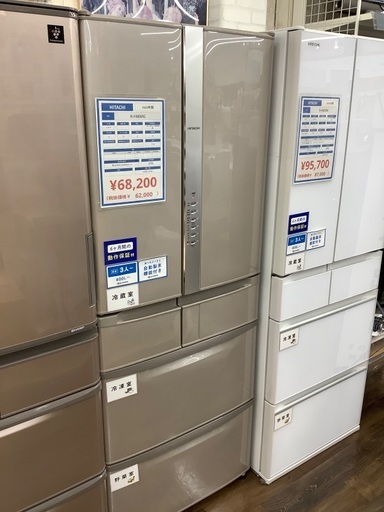 【6か月動作保証】Hitachi 6ドア冷蔵庫