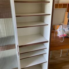 【リユースショップスパークル】レンジボード　No.107　食器棚　カップボード　ブラウン　スライド扉　セパレートタイプ　配送設置可能♪の画像
